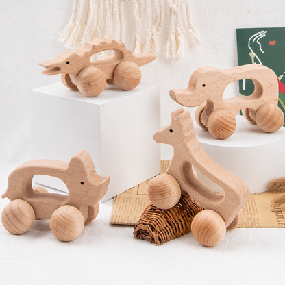 Wooden Animal Push Car Toy